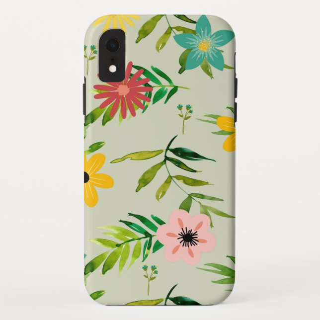 Pretty Mixed Flowers and Leaves Case-Mate iPhone Case (Back)