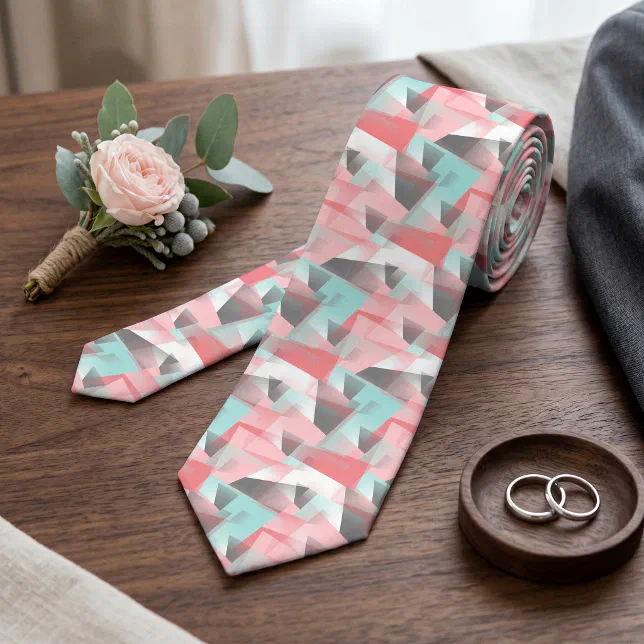 Pretty Modern Abstract Geometric Art Pattern Neck Tie | Zazzle