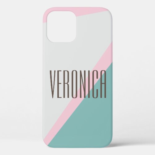 Pretty Modern Abstract Geometric Color Block Name iPhone 12 Pro Case