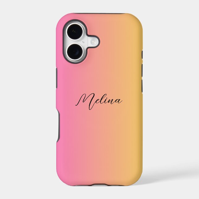 Pretty Modern colour gradient with Name  Iphone Case (Back)