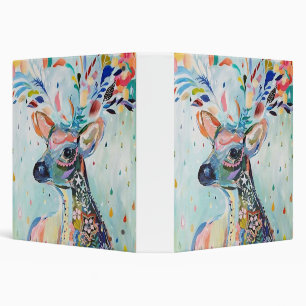 Pretty Modern Deer Art Flower Antlers 3 Ring Binder