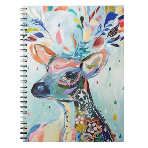 Pretty Modern Deer Art Flower Antlers Notebook