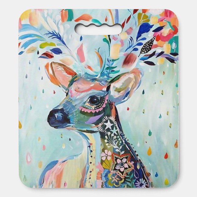 Pretty Modern Deer Art Flower Antlers Seat Cushion (Front Vertical)