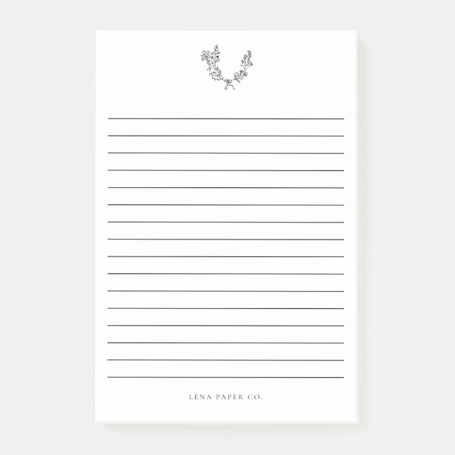 Pretty Modern Elegant Hand Drawn Bouquet Lined Post-it Notes (Front)