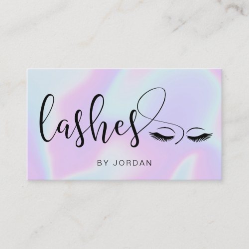 Pretty modern elegant stylish holographic lashes business card