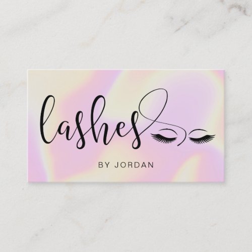 Pretty modern elegant stylish holographic lashes business card