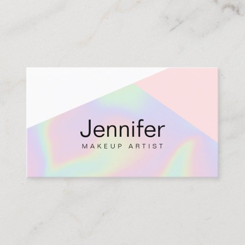 Pretty modern elegant stylish holographic makeup business card