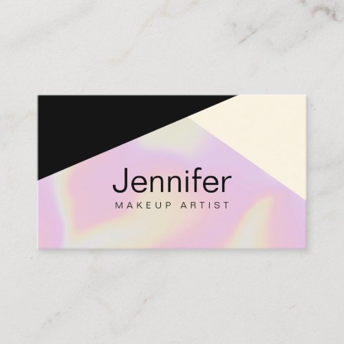Pretty modern elegant stylish holographic makeup business card
