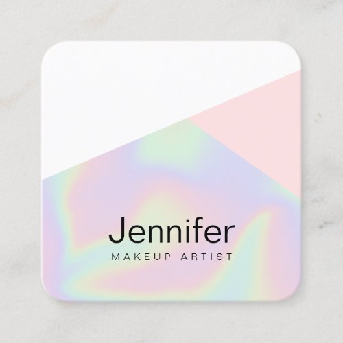 Pretty modern elegant stylish holographic makeup square business card