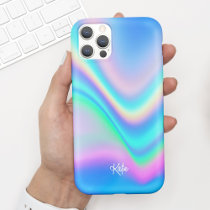 Pretty Modern Faux Iridescent w/ Name iPhone 11 Case