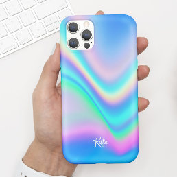 Pretty Modern Faux Iridescent w/ Name iPhone 11 Case