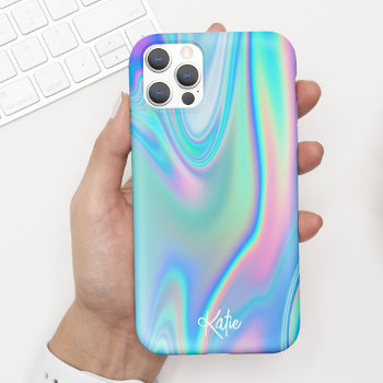 Pretty Modern Faux Iridescent W/ Name Iphone 11 Case by PaperDahlia at Zazzle