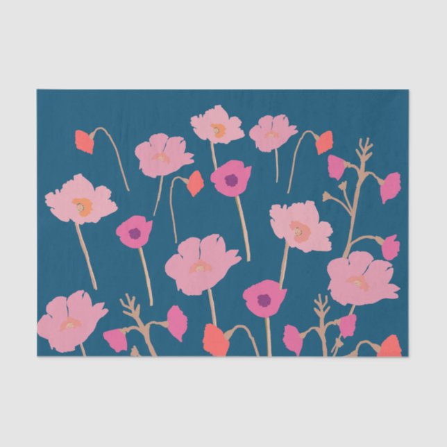 Pretty Modern Floral Birthday  Tissue Paper (Front)