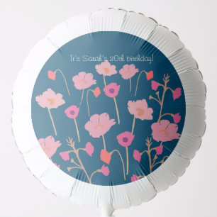 Pretty Modern Floral Birthday With Custom Age Balloon