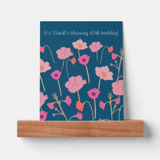Pretty Modern Floral Birthday With Custom Age Picture Ledge (Front)