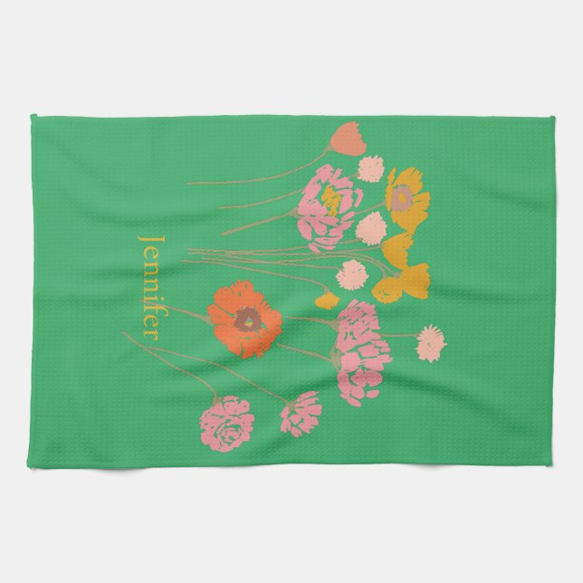 Pretty Modern Floral  Kitchen Towel (Horizontal)