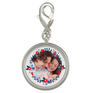 Pretty Modern Floral Wreath Custom Photo Charm