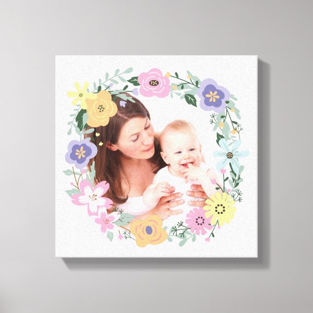 Pretty Modern Flower Wreath Custom Photo Canvas Print (Front)