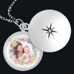 Pretty Modern Flower Wreath Custom Photo Locket Necklace<br><div class="desc">Pretty flower wreath framing one of your favorite photos.</div>
