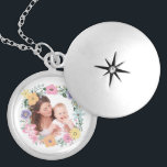 Pretty Modern Flower Wreath Custom Photo Locket Necklace<br><div class="desc">Pretty flower wreath framing one of your favorite photos.</div>