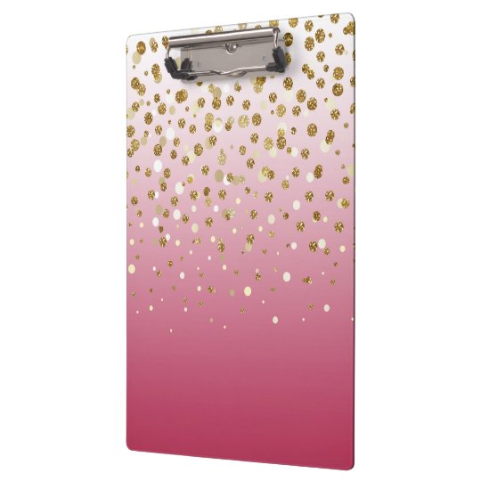 Pretty modern girly faux gold glitter confetti clipboard