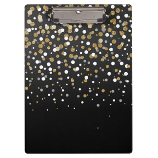 Pretty modern girly faux gold glitter confetti clipboard
