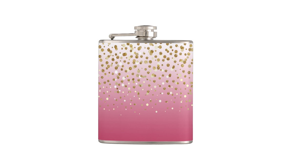 Pretty modern girly faux gold glitter confetti flask | Zazzle.com