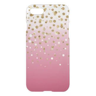 Pretty modern girly faux gold glitter confetti iPhone SE/8/7 case