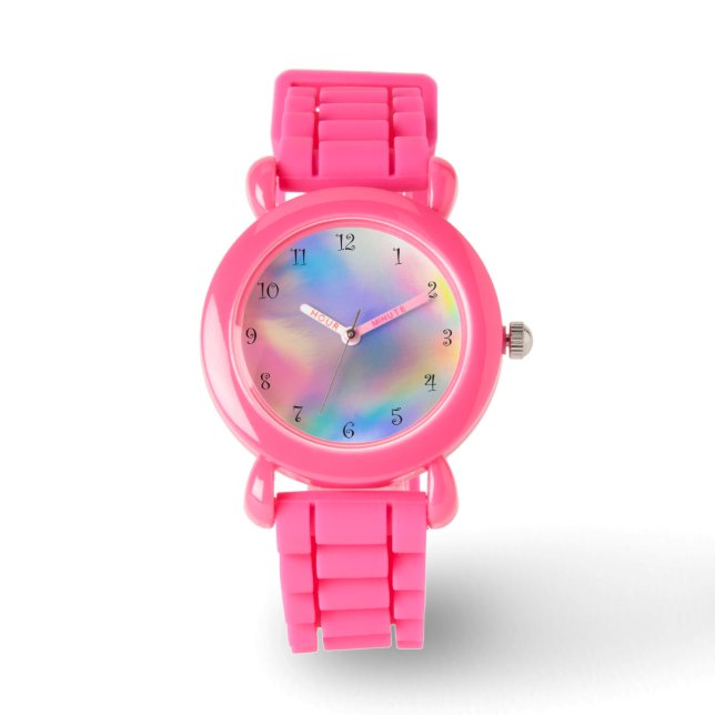 Pretty Modern gradient watercolor Rainbow backgrou Watch (Front)