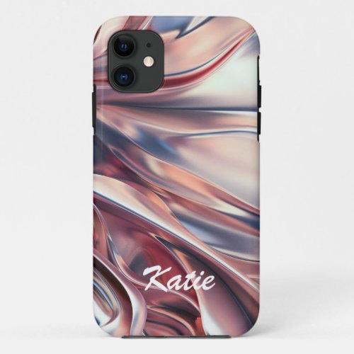 Pretty Modern Holographic Pink Diamont Name  iPhone 11 Case