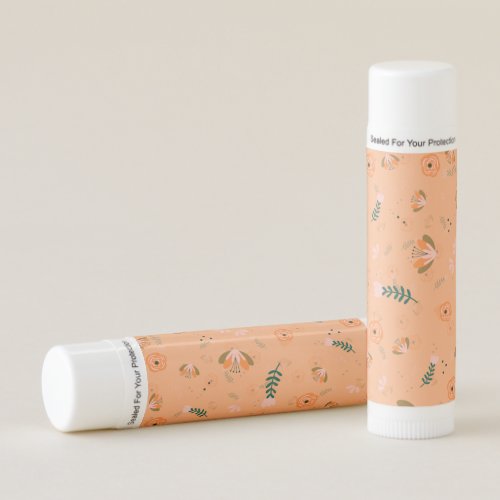 Pretty Modern Light Orange Flower Pattern Lip Balm