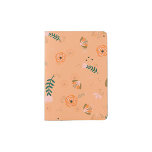 Pretty Modern Light Orange Flower Pattern Passport Holder
