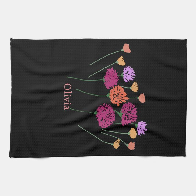 Pretty Modern Loose Flower  Kitchen Towel (Horizontal)