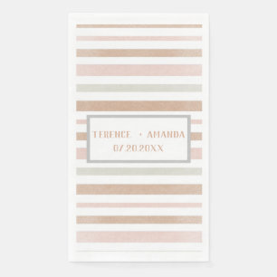 Pretty Modern Neutral Stripes Wedding Paper Guest Towels