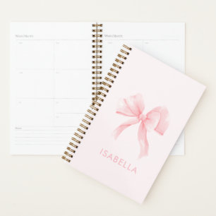 Pretty Modern Pink Bow Name Planner