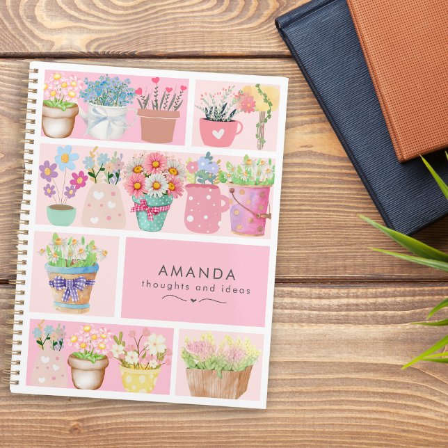 Pretty modern pink elegant flower pots planner (Creator Uploaded)