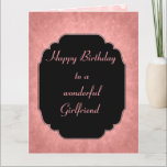 Pretty modern pink Happy Birthday Girlfriend Card<br><div class="desc">Stylish and elegant pink modern Happy Birthday Girlfriend design Greeting Card.</div>