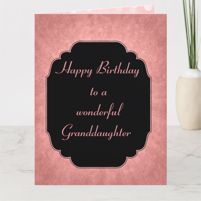 Pretty modern pink Happy Birthday Granddaughter Card (Front)