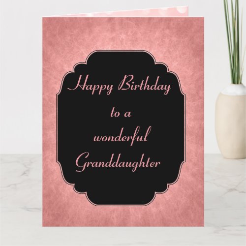 Pretty modern pink Happy Birthday Granddaughter Card