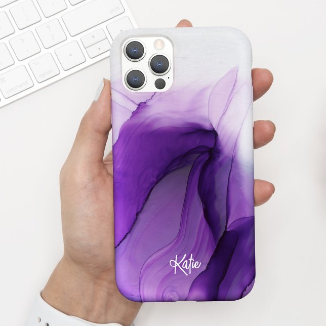 Pretty Modern Purple Watercolor Ink w/ Name Case-Mate iPhone Case (Creator Uploaded)