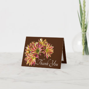 Pretty Modern Red Yellow Daisy Botanical Thank You Card