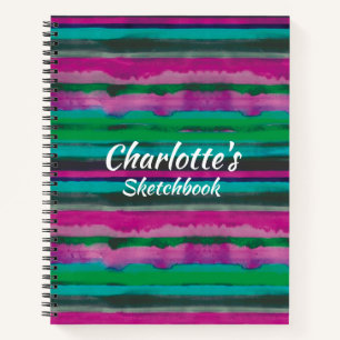Pretty Modern Stripes Personalized Notebook