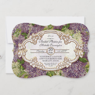 Pretty Modern Vintage Bridal Shower Lilac Floral Invitation