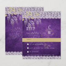 Pretty Modern Wisteria Lace Purple Wedding RSVP
