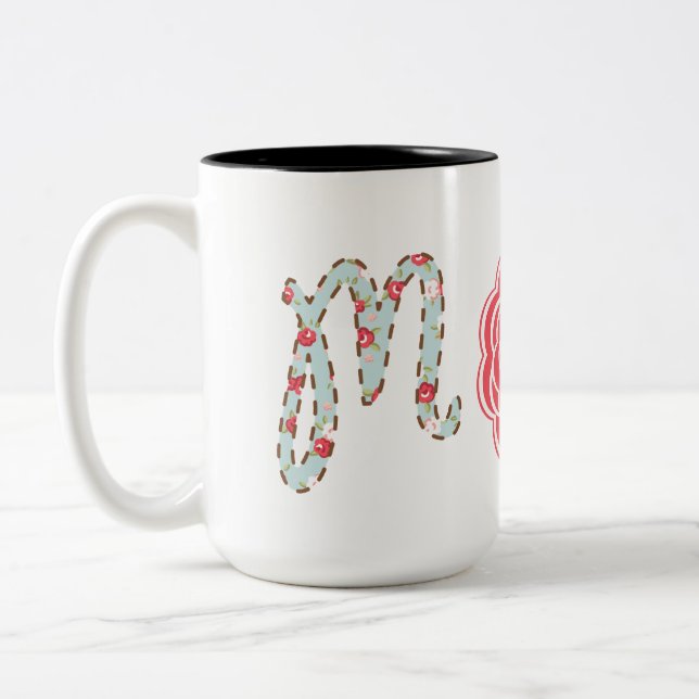 Pretty Mom Floral Two-Tone Coffee Mug (Left)