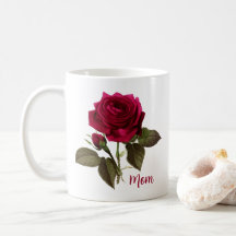 Pretty Mom Mug With Rose - Editable Name