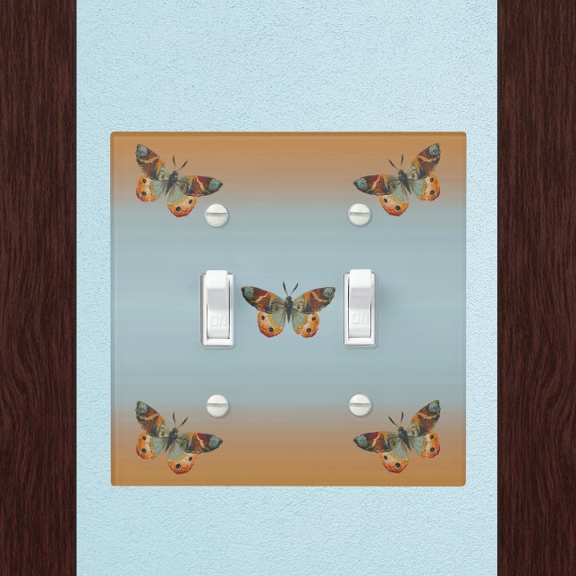 Pretty Monarch Butterflies Blue Burnt Orange Light Switch Cover (Pretty monarch butterflies on blue and burnt orange light switch cover.)