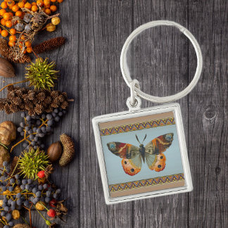 Pretty Monarch Butterfly Abstract Border Keychain