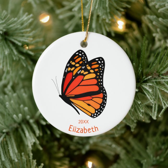 pretty Monarch butterfly commemorative year Ceramic Ornament (Tree)
