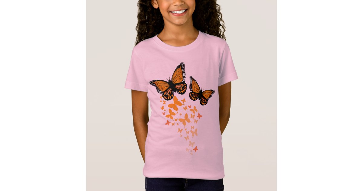 Pretty Monarch Butterfly Flight Graphic T-Shirt | Zazzle